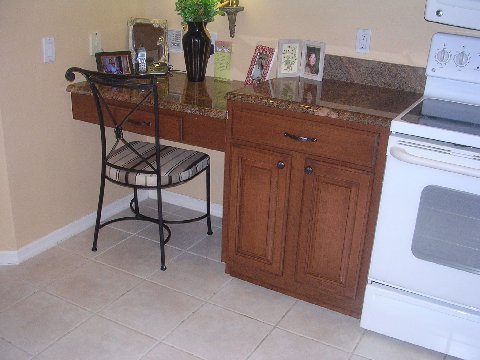 Desk area after cabinet refacing by Kitchen Facelifts